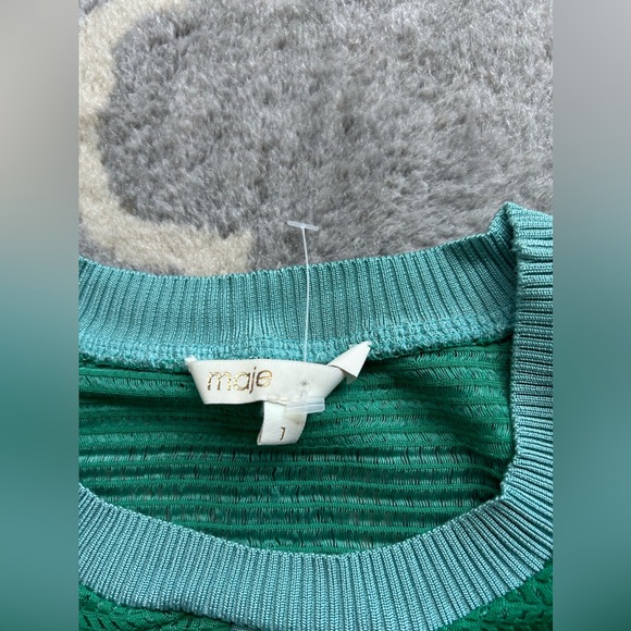 Maje Relona Knit Midi Dress Green Size 1 - Picture 4 of 6